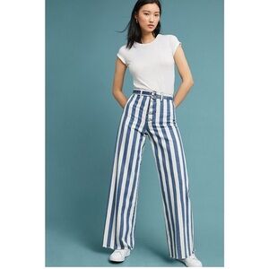 Boyish The Charlie High-Rise Striped Wide Leg Jeans Size 27 Anthropologie